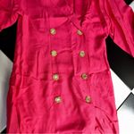 Doncaster Vintage 80s Hot Pink Trench Coat / Dress Gold Military Double Breasted Photo 5