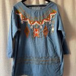 Bonjour Vintage tunic XL embellished chambray top retro boho 1990s Photo 0