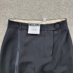 Moschino Couture Womens Tuxedo Pants 8 Black Wool Satin Trim Button Formal Dress Photo 2