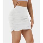 Halara White High Waisted Ruched Slim Bodycon Side Pocket Mini Skirt Sz XS Photo 94