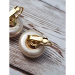 Trifari Vintage Clip On Earrings - Cream Faux Pearl - Some Surface Marks Photo 5