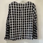 Beach Lunch Lounge Womens Size Medium Black White Plaid Long Sleeve Peasant Top Photo 6