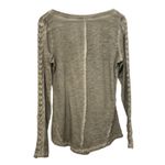 Free People Boho Gray Shell Stitch Lace Embroidered Long Sleeve Henley Shirt Top Photo 1
