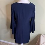 Ralph Lauren Lauren  Navy V-Neck Dress with Bell Sleeves Knee length, size 6P Photo 2