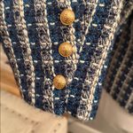 Sam Edelman  Blue Tweed Fiona Double Breasted Collarless Blazer Size Medium Photo 5