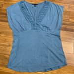 Banana Republic  Womens Top Blue Cap Sleeve Ruffle V Neck Blouse Size Small VNeck Photo 0