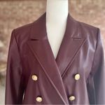 White House | Black Market WHBM Jacket NWT Faux Leather Double Breasted Windsor Wine Chic Glam Vegan Crop M Photo 4