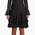 Shani Tiered Flounce Double Ruffle Lace Dress Womens SZ 10 Black Long Sleeve NEW Photo 0