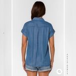 Velvet Heart Edison Shirt Chambray Button Up Short Sleeve Blue Pocket Small New Photo 2