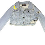 Looney Tunes Members Only Women's Medium Denim Painted Cropped Jacket Photo 0