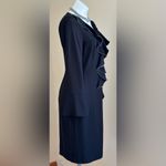 Donna Karan  Classy NWT Black Dress Ruffle outline Sequence Bell Sleeves Sz 8 Photo 4