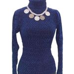 Cache Blue Luxe Velvet Krinkle Burn Out Stretch Moc Turtle Neck Top $148 NWT Photo 3
