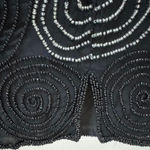 Vintage 80’s Night Vogue 100% Silk Beaded Cocktail Dress Black Silver Photo 9