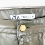 ZARA  Faux Leather High Waist Wide Leg Cargo Pants 6 Green Photo 5