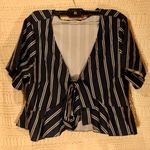 SheIn Front Tie Peplum Top Photo 2