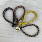 Source Unknown 4 Chain Link Braided Bracelets Set Gold Silver Tone Black Brown Yellow Cord NWOT Photo 1