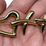 Vintage Signed AAI Open Heart XX Kiss Gold Tone Large Brooch Pin Valentines Love Photo 0