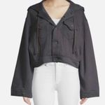 Free People Jacket Sweatshirt Hoodie Dreamers Bell Sleeve Charcoal Photo 2