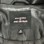 Avec Les Filles Faux Leather blazer Coat Black collared midi knee length button Photo 3