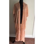 Aerie  Women's Open Front Kimono Cardigan Size O/S‎ Polyester Orange & White Photo 3