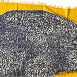 100% Wool Inouïtoosh “Walter” Wool Scarf – Navy & Mustard Buffalo Design Yellow Photo 2