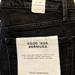 Good American Good 90's Bermuda Shorts Fitted Waist Raw Hem Black227 0/25 NWT Photo 3
