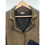 Boutique Women’s Art to wear Funky Boho Fuzzy Cardigan Acrylic Green Brown Black S Photo 7