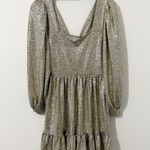 Skies Are Blue Metallic Long Sleeve Gold Cocktail Dress Party Size Medium M Photo 7