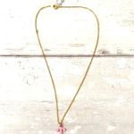 Barbie Brand Girls Pink Initials Personalized Necklace Letter T Pink Gold Chain Photo 1
