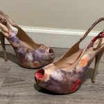 Venus Platform Stiletto Heels | Pastel Floral Peep Toe Pumps (Sz 8.5) Photo 0