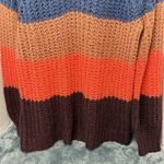 American Eagle Women’s  Striped Open Weave V-Neck Sweater Medium Retro Photo 3