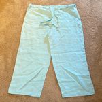 Eileen Fisher Linen Wide Leg Crop Pants Drawstring Waist Mint Green Size XS Photo 0