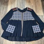 Lovestitch Embroidered Silver Coin Detail Boho Peasant Blouse Jacket Size Medium Photo 1