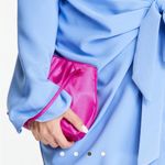 ASOS NWOT ruched satin clutch bag with detachable crossbody strap in bright pink Photo 3