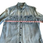 Via Penny Lane Reworked Apparel | Journey Custom Chambray Button Up Shirt Blue Size M Photo 4