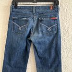 7 For All Mankind Bootcut Dark Denim Jeans 26 Hemmed Blue Gray Ivory Embroidered Photo 2