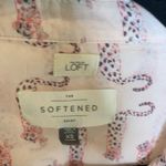 Loft Light Pink Cotton Button Up Blouse Sz XS Cheetah Leopard Print Photo 6