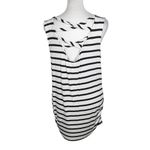 Loveappella Black and White Stripe Sleeveless Tunic with Side Ruching Size Large Photo 1