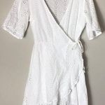 Japna White Wrap Eyelet Dress Photo 0