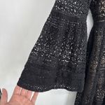 Boston Proper  Goth Cowgirl Dress Womens 14 Black Nude Lined‎ Crochet Bell Sleeve Photo 6