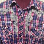 Ariat Fitted Plaid Button-Up Shirt with Embroidery Sz L Photo 3