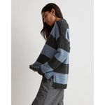 Madewell  Rugby Striped Oversized Charcoal Blue Polo Sweater Size XS Photo 2