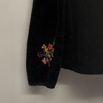 Vintage Velvet Floral Embroidered Sweater V Neck Top Blouse Long Sleeve 90s Blac Black Size M Photo 5