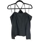 Cooper and Ella Womens Joline Top Off Shoulder Satin Black S Photo 1