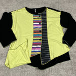 Xiao Top Womens Medium Black Green Long Sleeve Art to Wear Button Front Artsy Photo 0