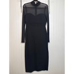 Lulus NWOT  Sensational Soiree Black Mesh Long Sleeve Bodycon Midi Dress Party L Photo 1