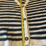Black & White Striped V Neck Cardigan Size Medium NWT Sz M Cropped Knit Sweater Photo 5