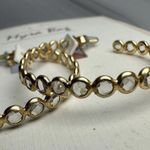 Myra Bags  Handcrafted Gold Tone Clear Crystal Pierced Hoop Earrings Moonshine Photo 5