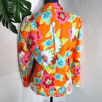 Felice Pappas Bright Floral Blazer Jacket Orange Size L Photo 3