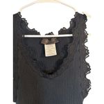 Rosemunde Black Lace Scalloped Trimmed Fitted Ribbed Tank Top Women Sz L Size L Photo 3